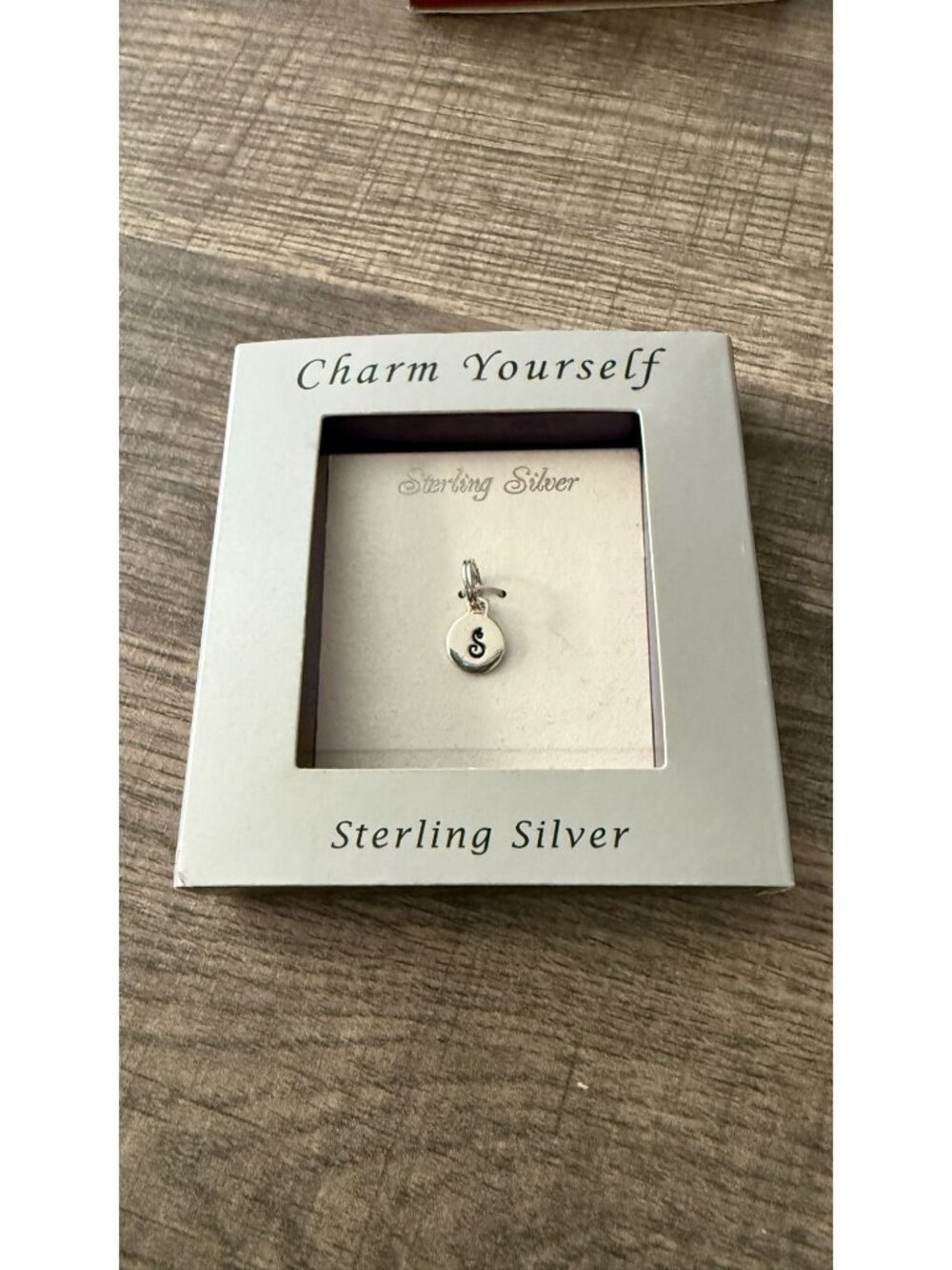 NIB Sterling Silver "S" 925 Charm Engraved Letter S & Heart Double Sided Design